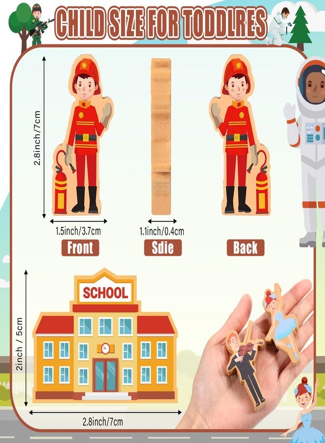 Blosssound 40 Pcs Wooden Community Helpers for Kids Little Occupations Figures Play Toys Wooden Blocks Multicultural Career Preschool Classroom Educational Supplies Birthday Gifts - Image 2
